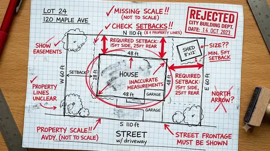 Common site plan mistakes redlines