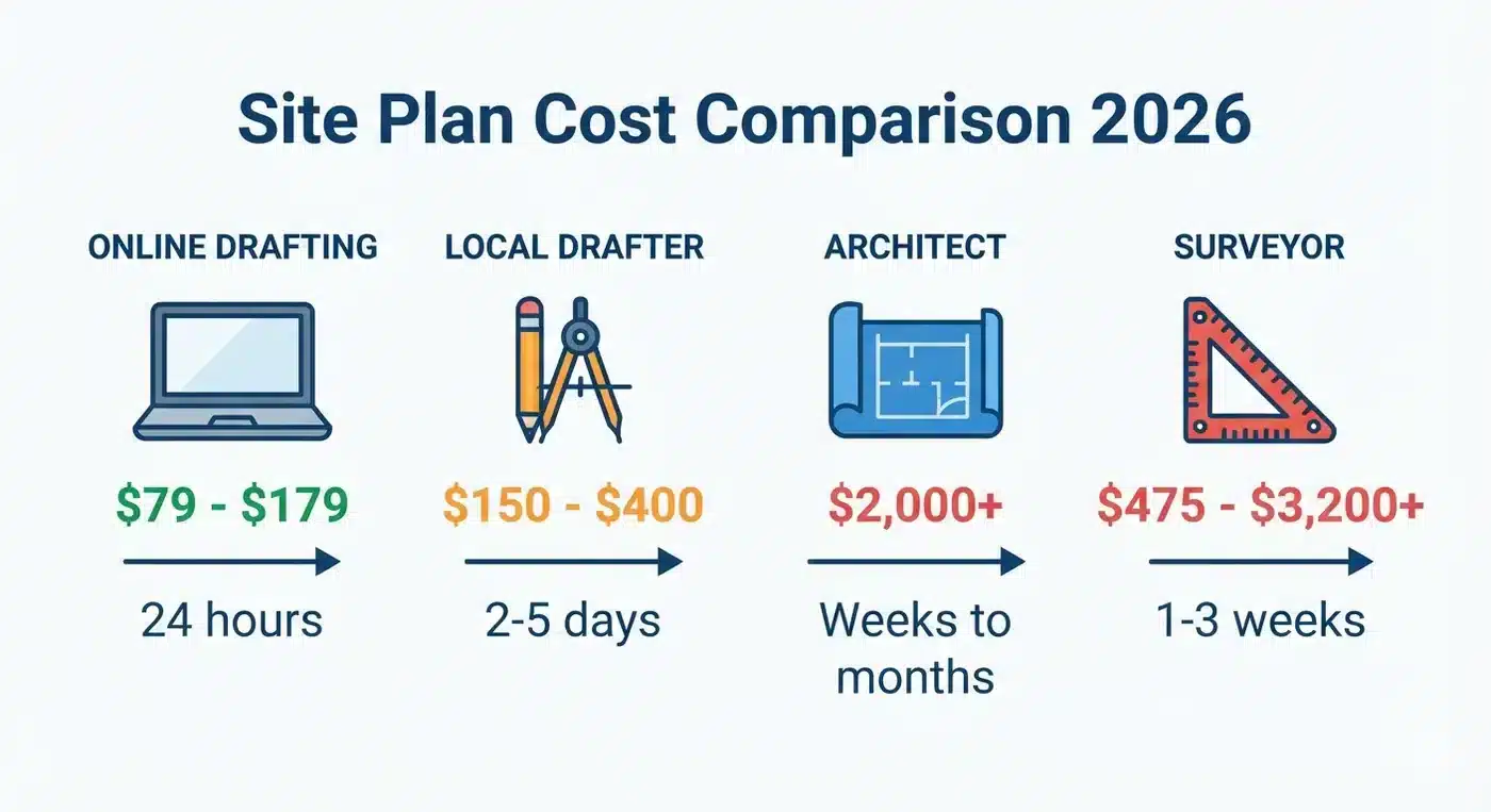 Site plan cost comparison chart
