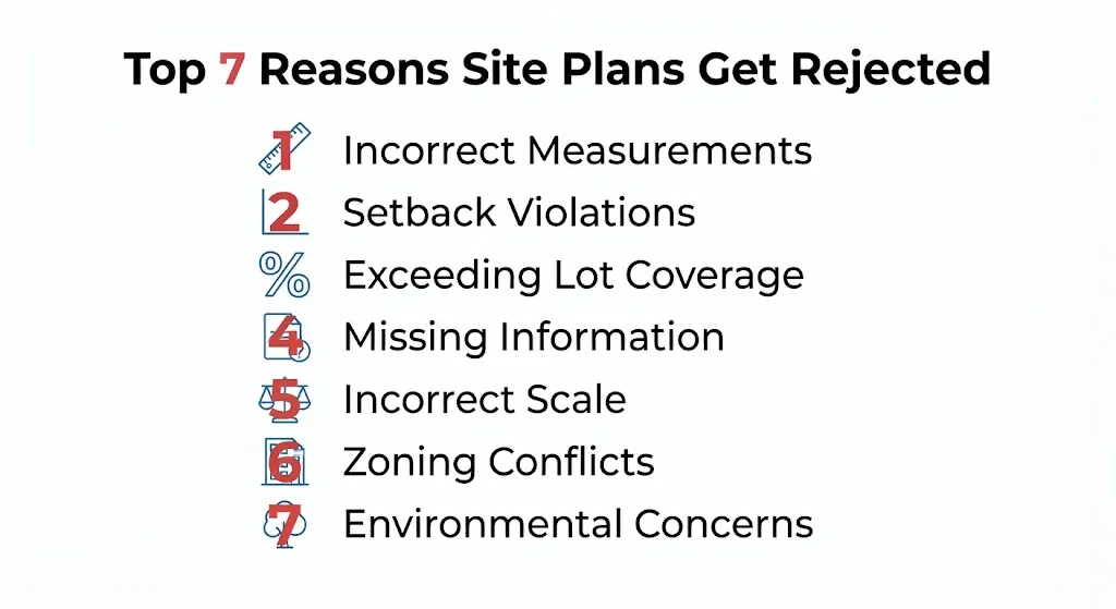 Common reasons site plans get rejected by zoning boards and how homeowners can respond.
