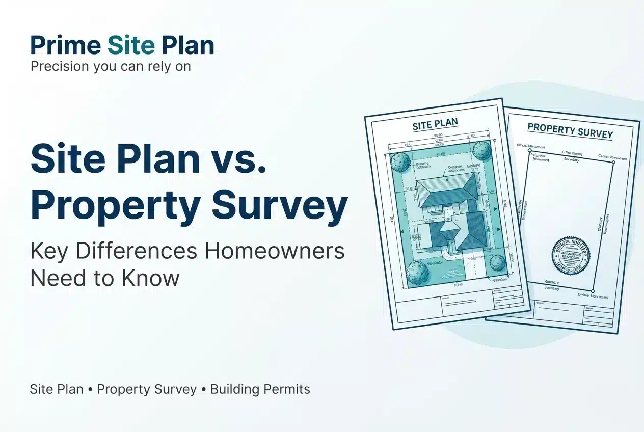 Site plan vs property survey comparison guide for homeowners choosing the right document for remodeling permits.