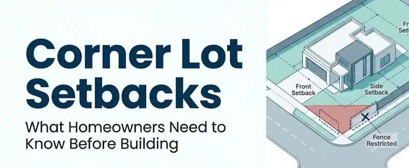 Corner lot setbacks guide card.